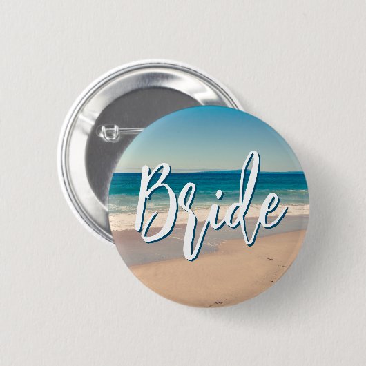 Ocean Blue Landschaftlich Beach Foto Bride Button (Vorne & Hinten)