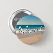 Ocean Blue Landschaftlich Beach Foto Bridesmaid Button (Vorne & Hinten)
