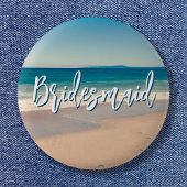 Ocean Blue Landschaftlich Beach Foto Bridesmaid Button