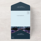 Ocean Blue Lila Glitzer Agate Marble Wedding All In One Einladung (Außenbereich)