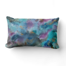 Ocean Blue Lila Gold Watercolor Abstrakte Kunst, D