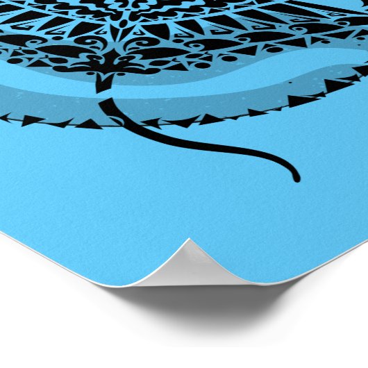 Ocean Blue Manta Ray Poster (Ecke)