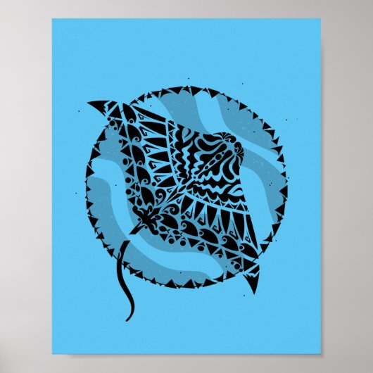 Ocean Blue Manta Ray Poster (Vorne)