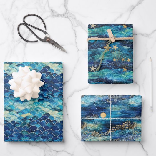 Ocean Blue Mermaid Geschenkpapier Set (Vorderseite)