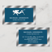 Ocean Blue Metallic Steel Scuba Diving Instructor Visitenkarte (Vorne/Hinten)