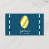 Ocean Blue mit Foto Gemustert Letters Gold Deco Visitenkarte (Vorderseite)