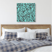 Ocean Blue mit schwarzen Blume Leinwanddruck (Insitu (Schlafzimmer))
