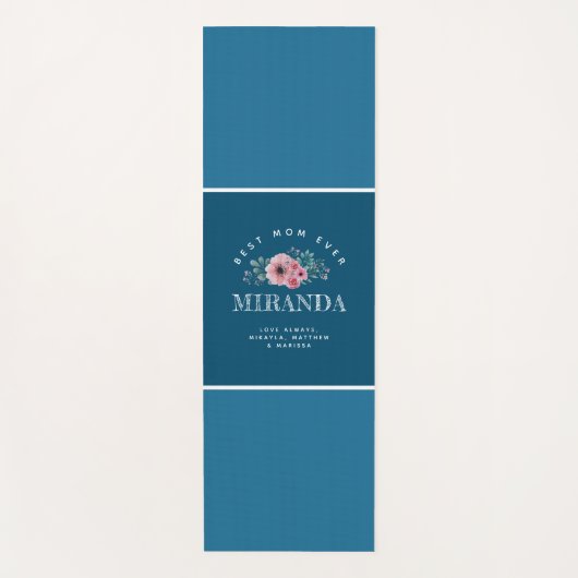 Ocean Blue Monogram Best Mama jemals Personalisier Yogamatte (Vorderseite)