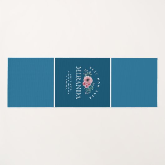 Ocean Blue Monogram Best Mama jemals Personalisier Yogamatte (Vorderseite (Horizontal))