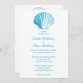 Ocean Blue Muscheln Hochzeitseinladung Einladung (Vorne/Hinten)