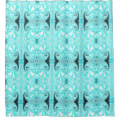 Ocean Blue Nautilus Muschel Spiral Fraktal Muster  Duschvorhang (Vorderseite)