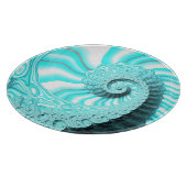 Ocean Blue Nautilus Muschel Spirale Fraktal Art Schneidebrett (Ecke)