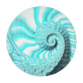 Ocean Blue Nautilus Muschel Spirale Fraktal Art Schneidebrett (Vorderseite)
