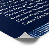 Ocean Blue Navy Floral Table Plan Seating Poster (Ecke)