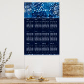 Ocean Blue Navy Floral Table Plan Seating Poster (Küche)