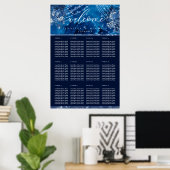 Ocean Blue Navy Floral Table Plan Seating Poster (Heimbüro)