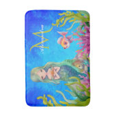 Ocean Blue Niedlich Monogram Name Mermaid Bath Mat Badematte (Vorderseite Vertikal)