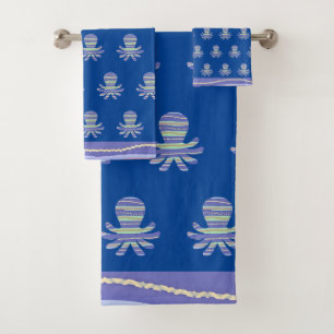 Ocean Blue Octopus Kinder Badetuch Set