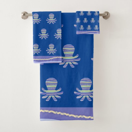 Ocean Blue Octopus Kinder Badetuch Set (Insitu)