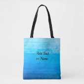 Ocean Blue Ombre Gradient Name oder Zitat Tasche (Vorderseite)