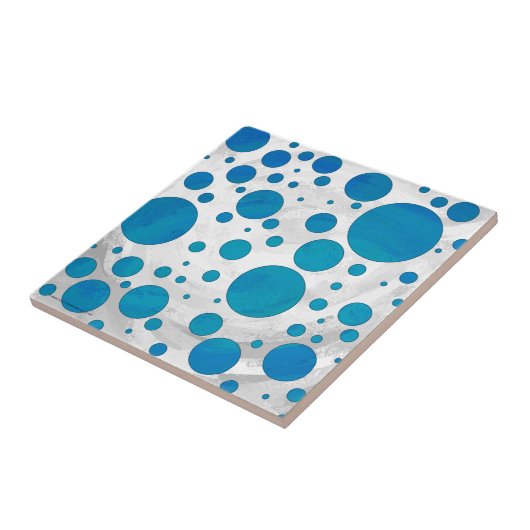Ocean Blue Polka Dots Fliese (Seite)