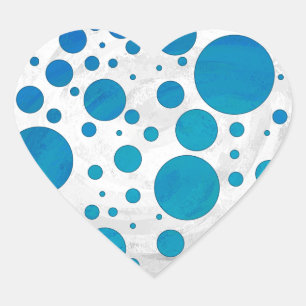 Ocean Blue Polka Dots Herz-Aufkleber