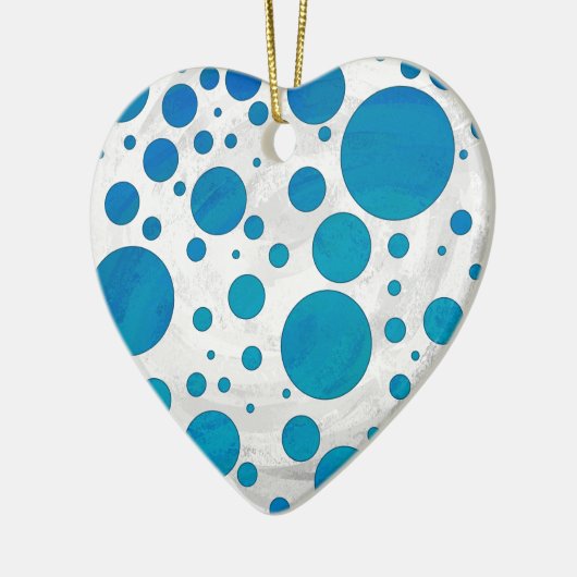 Ocean Blue Polka Dots Keramikornament (Links)