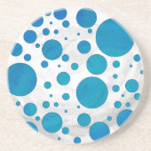 Ocean Blue Polka Dots Sandstein Untersetzer (Vorne)