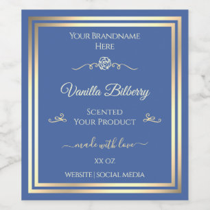 Ocean Blue Product Label Gold Frame Vintage Rose Weinetikett