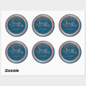 Ocean Blue Product Packaging Label Rose Gold Frame Runder Aufkleber (Blatt)
