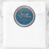 Ocean Blue Product Packaging Label Rose Gold Frame Runder Aufkleber (Tasche)