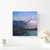 Ocean Blue Quadratische Wanduhr (Zuhause)