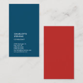 Ocean Blue Red Trendy Minimalistisch Elegante Einf Visitenkarte (Vorne/Hinten)