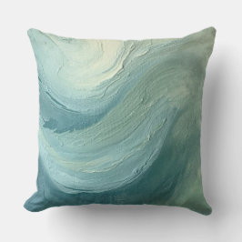 Ocean Blue Sage Green Modern Coastal Waves Print Kissen