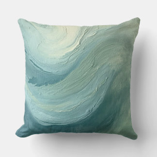 Ocean Blue Sage Green Modern Coastal Waves Print Kissen