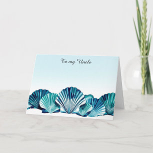 Ocean Blue Scallop Border Vatertag Feiertagskarte