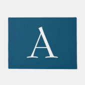 Ocean Blue Schlicht Elegant Modern Monogram Initia Fußmatte (Vorderseite)