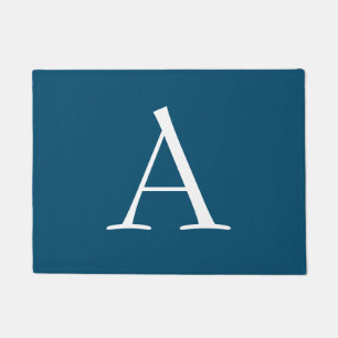 Ocean Blue Schlicht Elegant Modern Monogram Initia Fußmatte