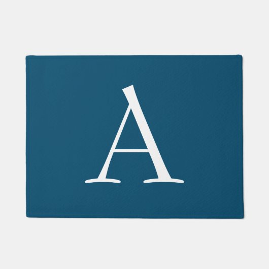 Ocean Blue Schlicht Elegant Modern Monogram Initia Fußmatte (Vorderseite)