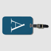 Ocean Blue Schlicht Elegant Modern Monogram Initia Gepäckanhänger (Vorderseite (Horizontal))