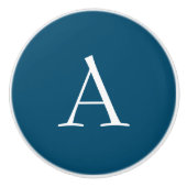 Ocean Blue Schlicht Elegant Modern Monogram Initia Keramikknauf (Vorderseite)