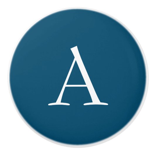 Ocean Blue Schlicht Elegant Modern Monogram Initia Keramikknauf (Vorderseite)