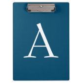 Ocean Blue Schlicht Elegant Modern Monogram Initia Klemmbrett (Vorderseite)