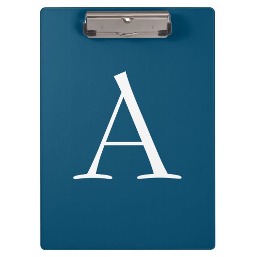 Ocean Blue Schlicht Elegant Modern Monogram Initia Klemmbrett (Vorderseite)