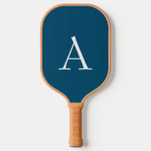 Ocean Blue Schlicht Elegant Modern Monogram Initia Pickleball Schläger (Vorderseite)