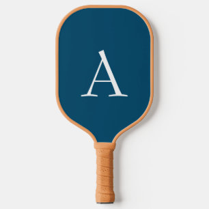 Ocean Blue Schlicht Elegant Modern Monogram Initia Pickleball Schläger