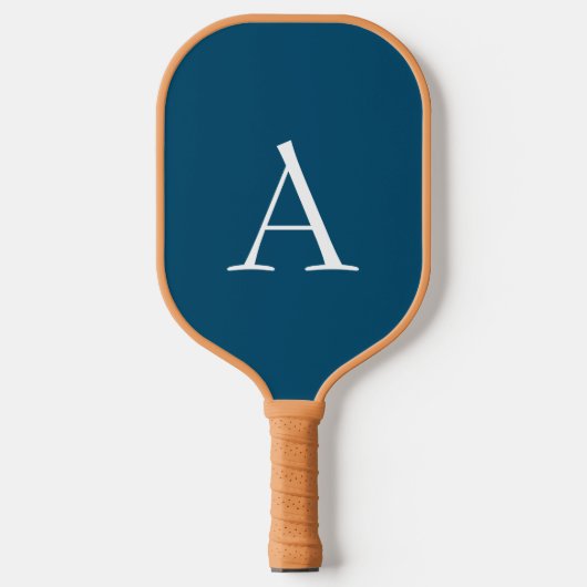 Ocean Blue Schlicht Elegant Modern Monogram Initia Pickleball Schläger (Vorderseite)