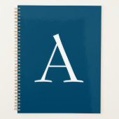 Ocean Blue Schlicht Elegant Modern Monogram Initia Planer (Vorderseite)