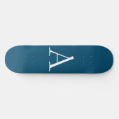 Ocean Blue Schlicht Elegant Modern Monogram Initia Skateboard (Horizontal)