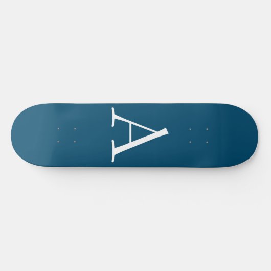 Ocean Blue Schlicht Elegant Modern Monogram Initia Skateboard (Horizontal)